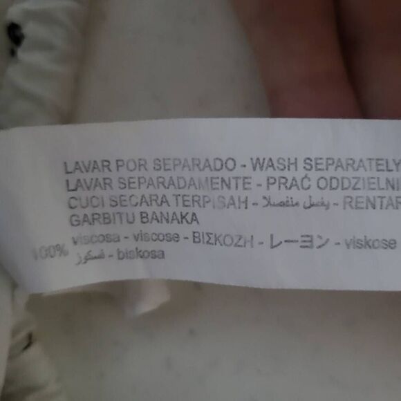 Zara Womens Jungle Animals Top White Large Long Sleeve Cinched Waist Button Up - Picture 6 of 8